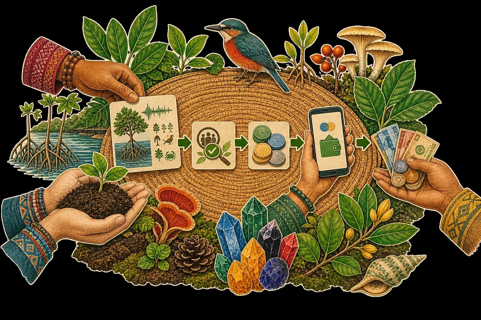 Collage illustration for “Paying with stablecoins”